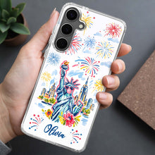 Load image into Gallery viewer, Personalized Clear Phone Case Independence Day Gift with Fireworks
