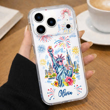 Load image into Gallery viewer, Personalized Clear Phone Case Independence Day Gift with Fireworks
