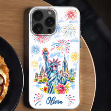 Load image into Gallery viewer, Personalized Clear Phone Case Independence Day Gift with Fireworks
