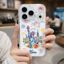 Load image into Gallery viewer, Personalized Clear Phone Case Independence Day Gift with Fireworks

