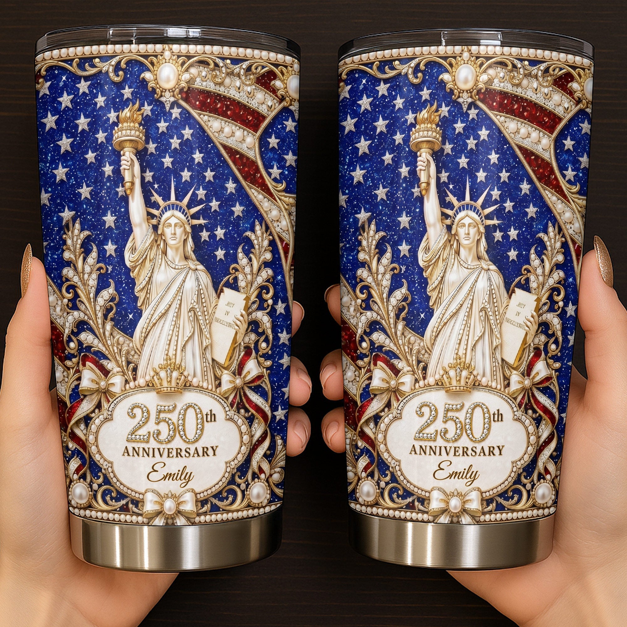 Personalized 20oz Stainless Steel Tumbler American Flag Gift for Independence Day