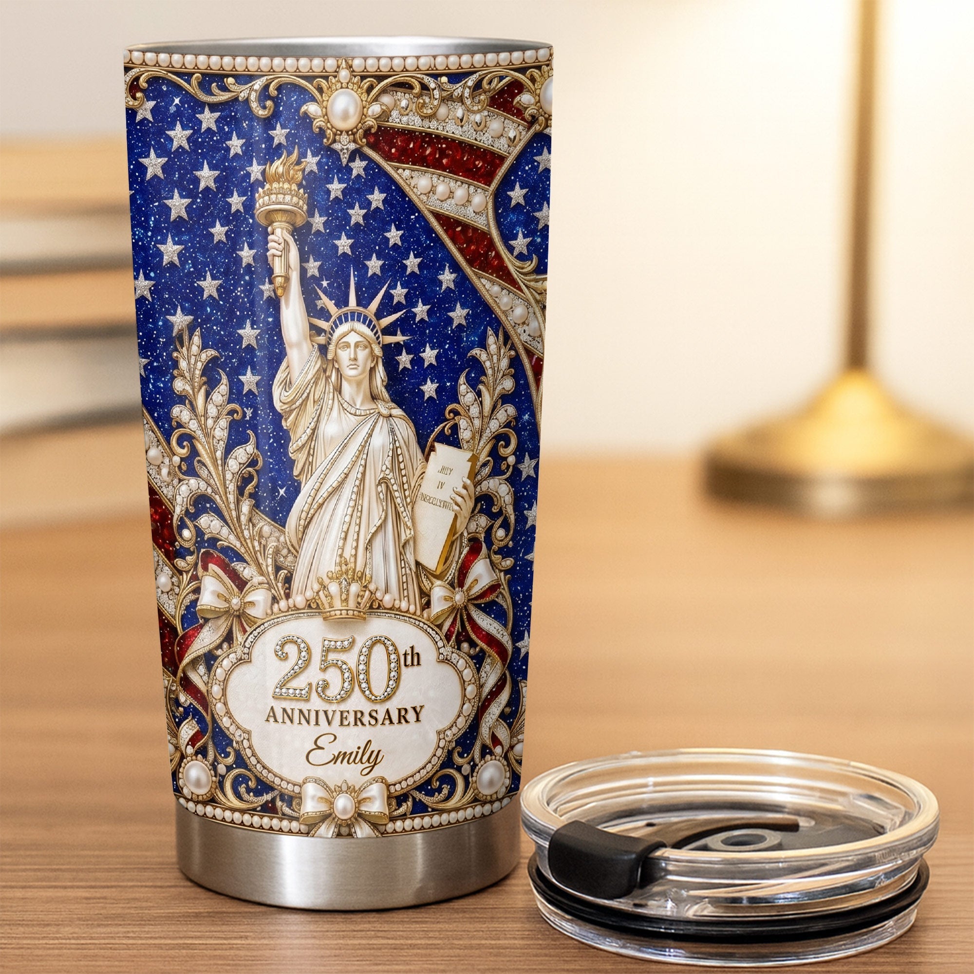 Personalized 20oz Stainless Steel Tumbler American Flag Gift for Independence Day