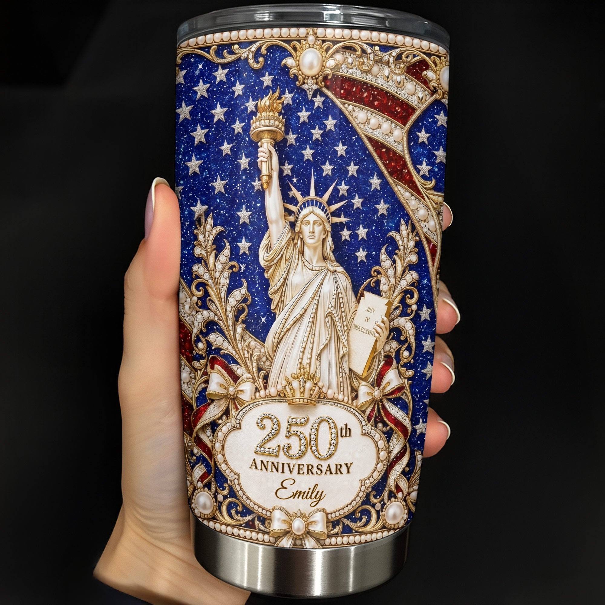 Personalized 20oz Stainless Steel Tumbler American Flag Gift for Independence Day