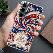 Load image into Gallery viewer, Personalized Clear Phone Case with American Flag Design for 4th of July
