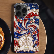 Load image into Gallery viewer, Personalized Clear Phone Case with American Flag Design for 4th of July

