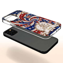 Load image into Gallery viewer, Personalized Clear Phone Case with American Flag Design for 4th of July
