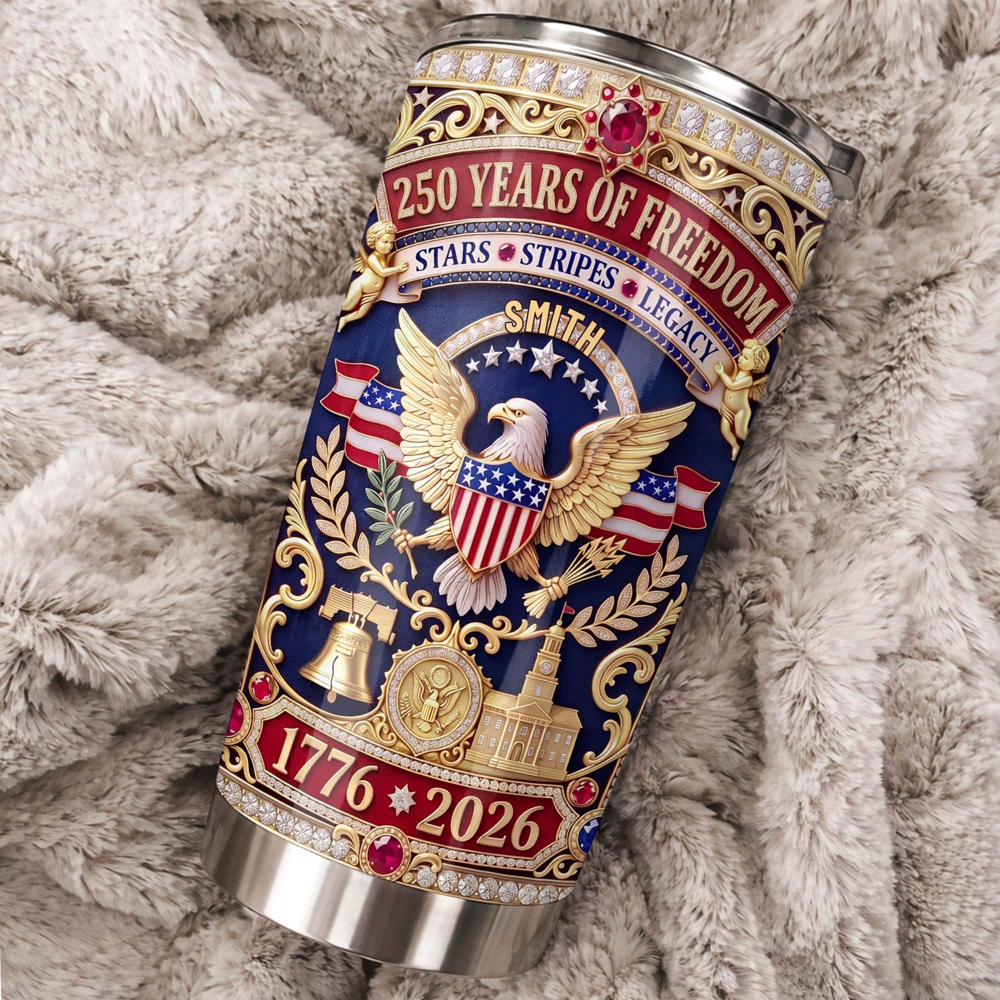 Personalized Stainless Steel Tumbler Custom Name 4th of July Gift for Dad