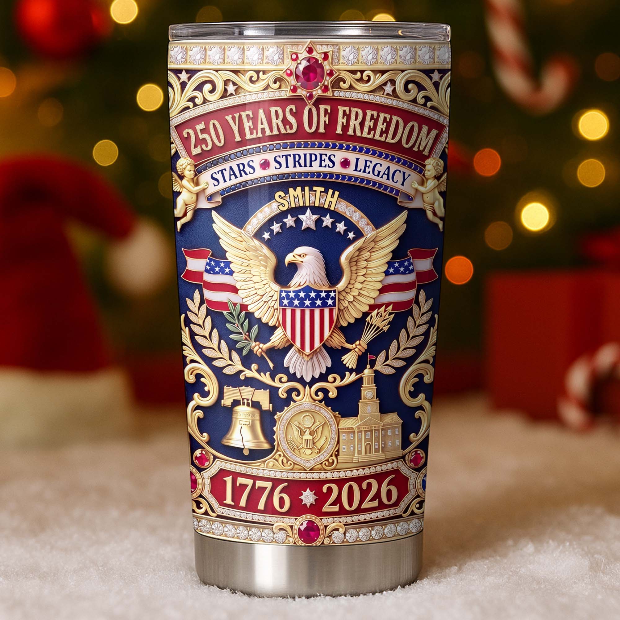 Personalized Stainless Steel Tumbler Custom Name 4th of July Gift for Dad