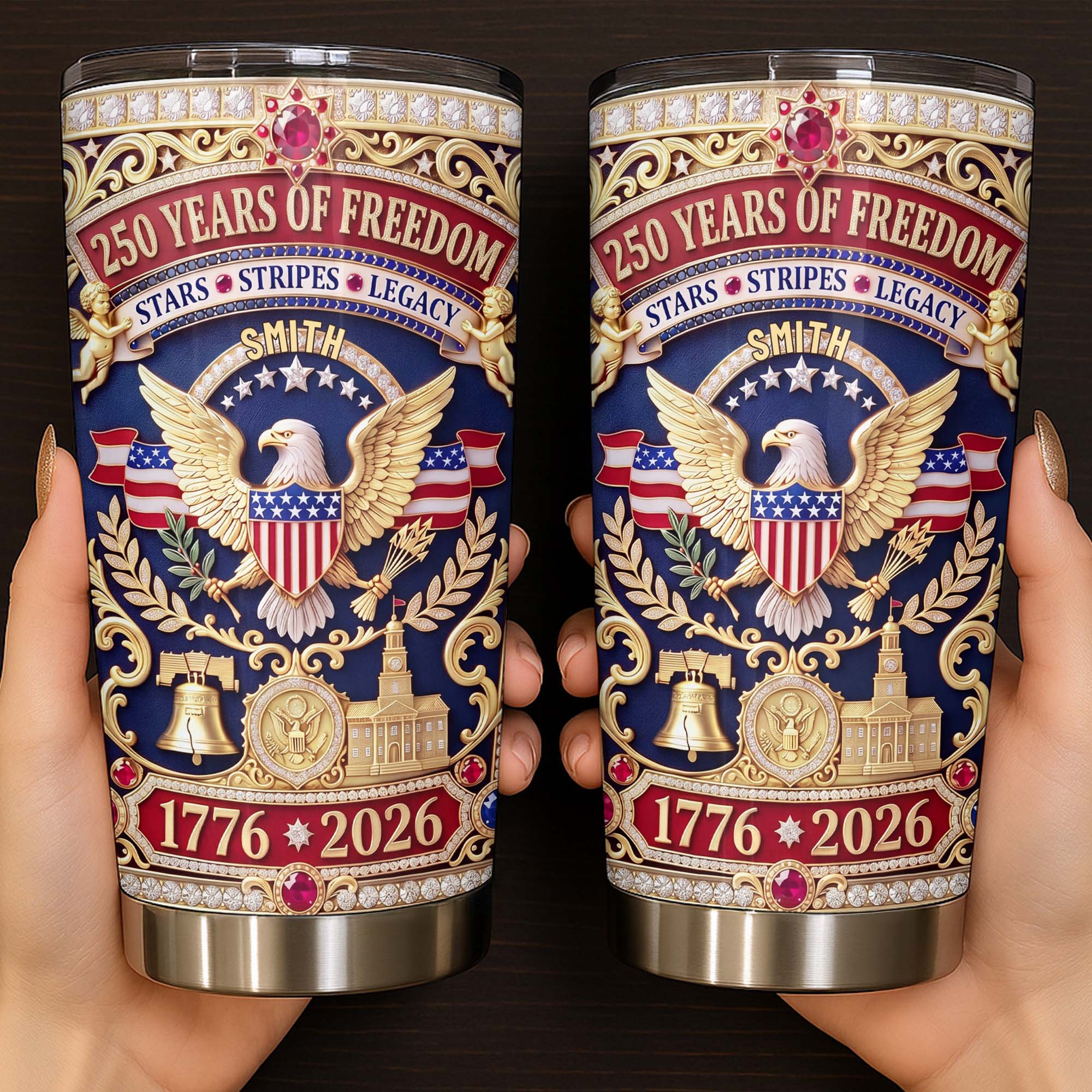 Personalized Stainless Steel Tumbler Custom Name 4th of July Gift for Dad