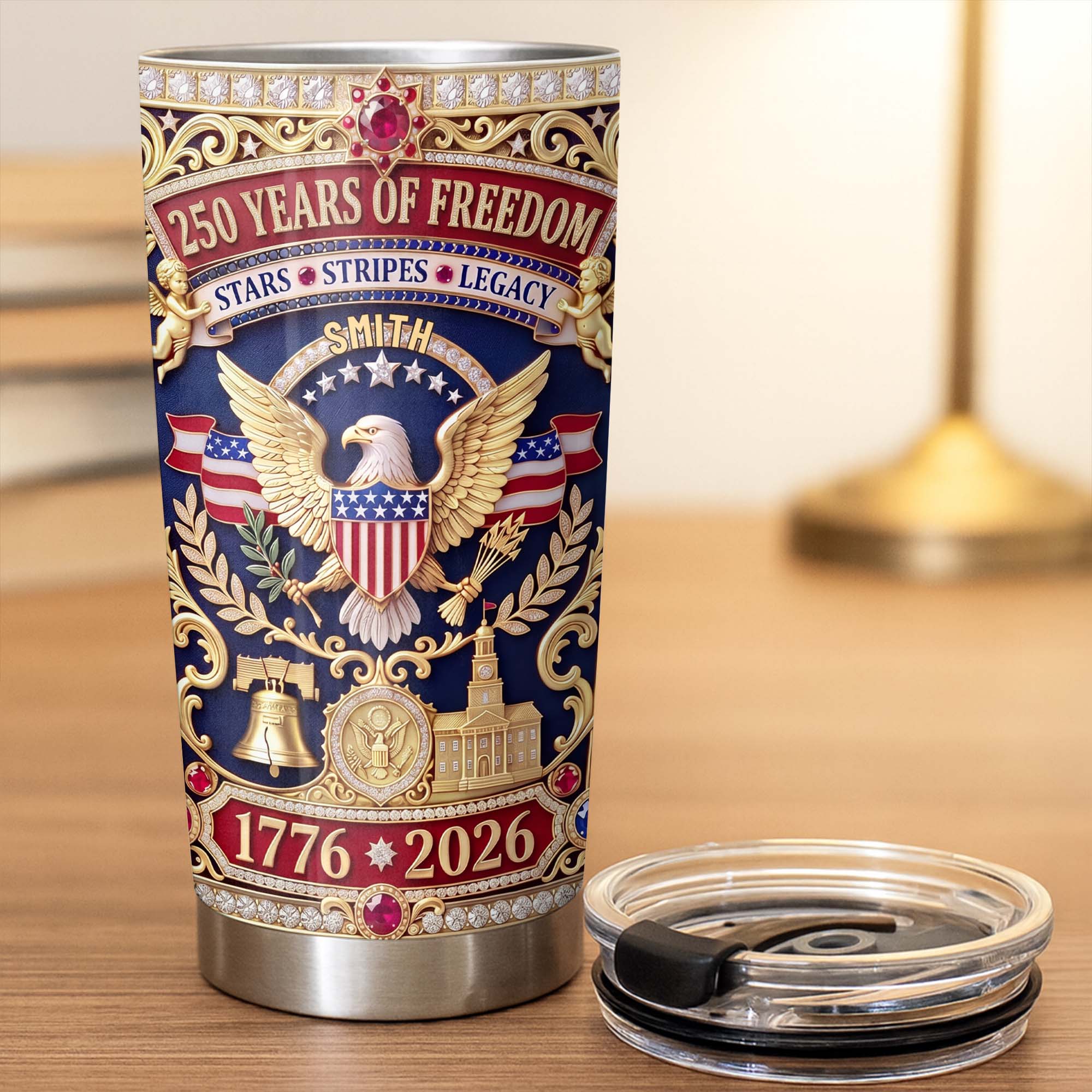 Personalized Stainless Steel Tumbler Custom Name 4th of July Gift for Dad