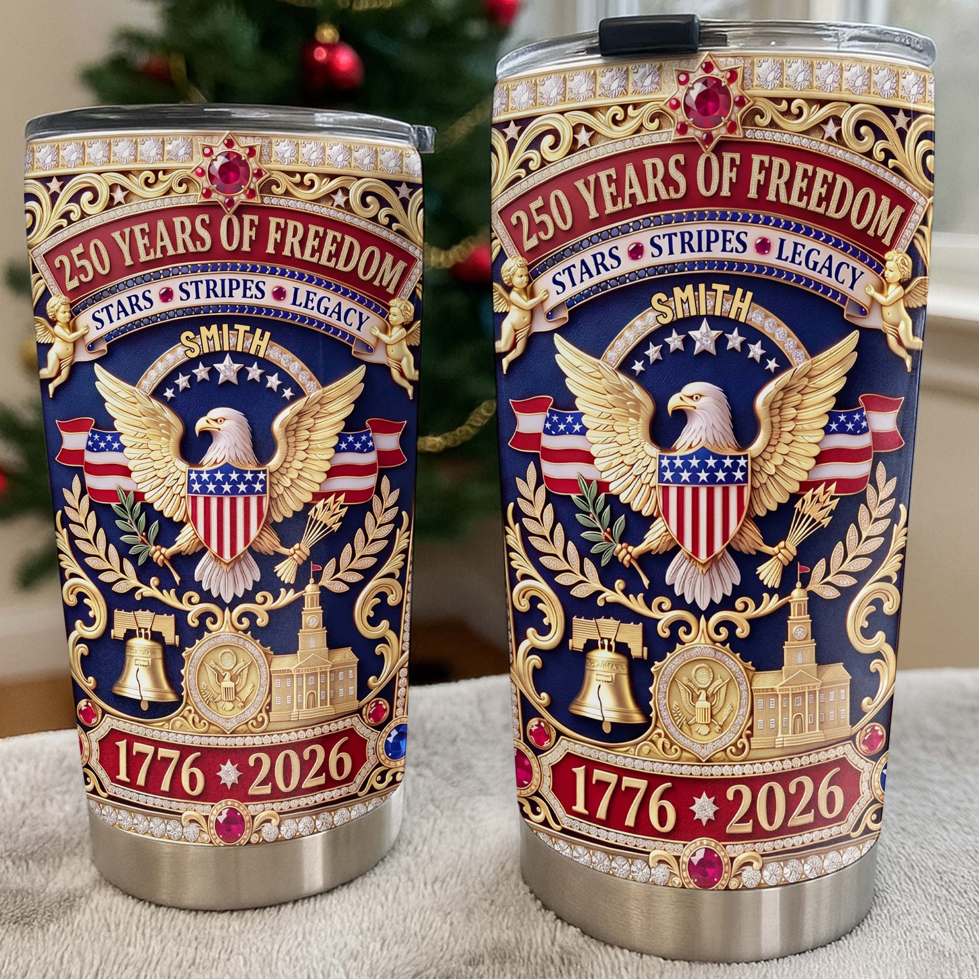 Personalized Stainless Steel Tumbler Custom Name 4th of July Gift for Dad