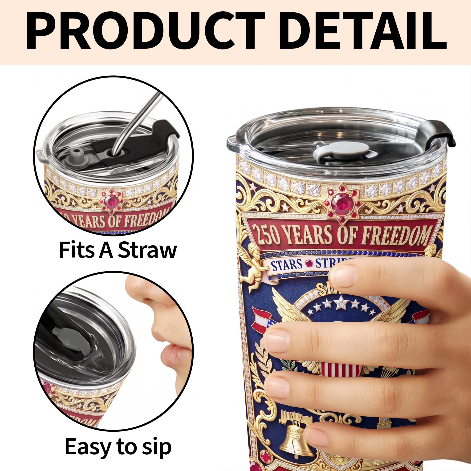 Personalized Stainless Steel Tumbler Custom Name 4th of July Gift for Dad
