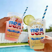 Load image into Gallery viewer, Personalized Frosted Cups Custom Name USA Flag Gift for 4th of July

