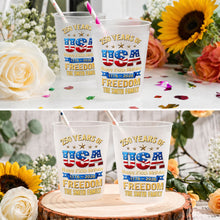 Load image into Gallery viewer, Personalized Frosted Cups Custom Name USA Flag Gift for 4th of July
