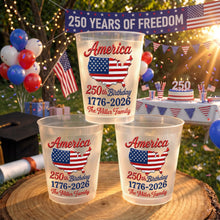 Load image into Gallery viewer, Personalized Frosted Cups USA Map American Flag Family Gift
