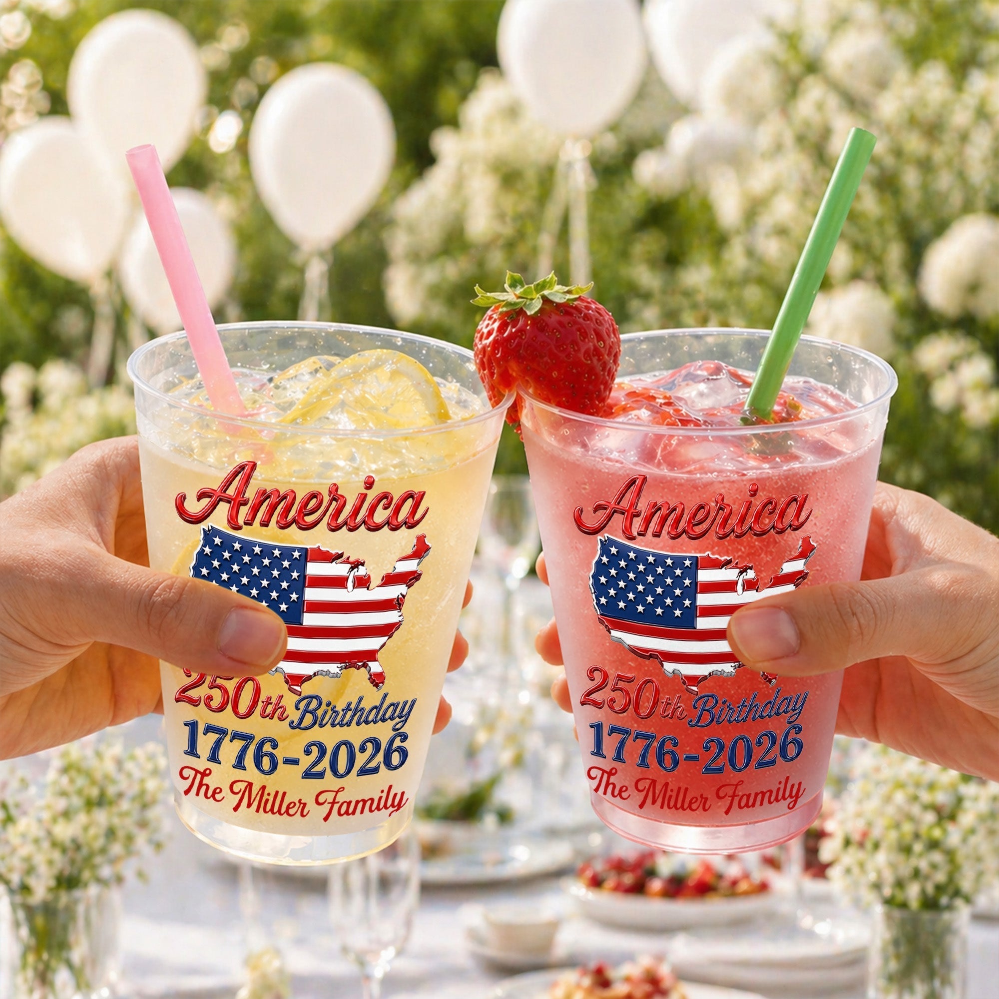 Personalized Frosted Cups USA Map American Flag Family Gift
