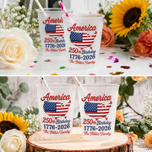 Load image into Gallery viewer, Personalized Frosted Cups USA Map American Flag Family Gift
