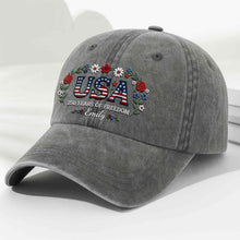 Load image into Gallery viewer, Personalized Washed Denim Cap USA Flag Gift for Independence Day
