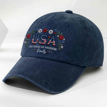 Load image into Gallery viewer, Personalized Washed Denim Cap USA Flag Gift for Independence Day

