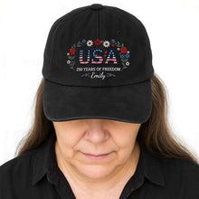 Load image into Gallery viewer, Personalized Washed Denim Cap USA Flag Gift for Independence Day
