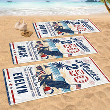 Load image into Gallery viewer, Personalized Microfiber Beach Towel USA Flag Custom Name Gift
