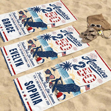 Load image into Gallery viewer, Personalized Microfiber Beach Towel USA Flag Custom Name Gift
