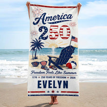 Load image into Gallery viewer, Personalized Microfiber Beach Towel USA Flag Custom Name Gift
