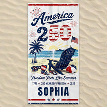Load image into Gallery viewer, Personalized Microfiber Beach Towel USA Flag Custom Name Gift
