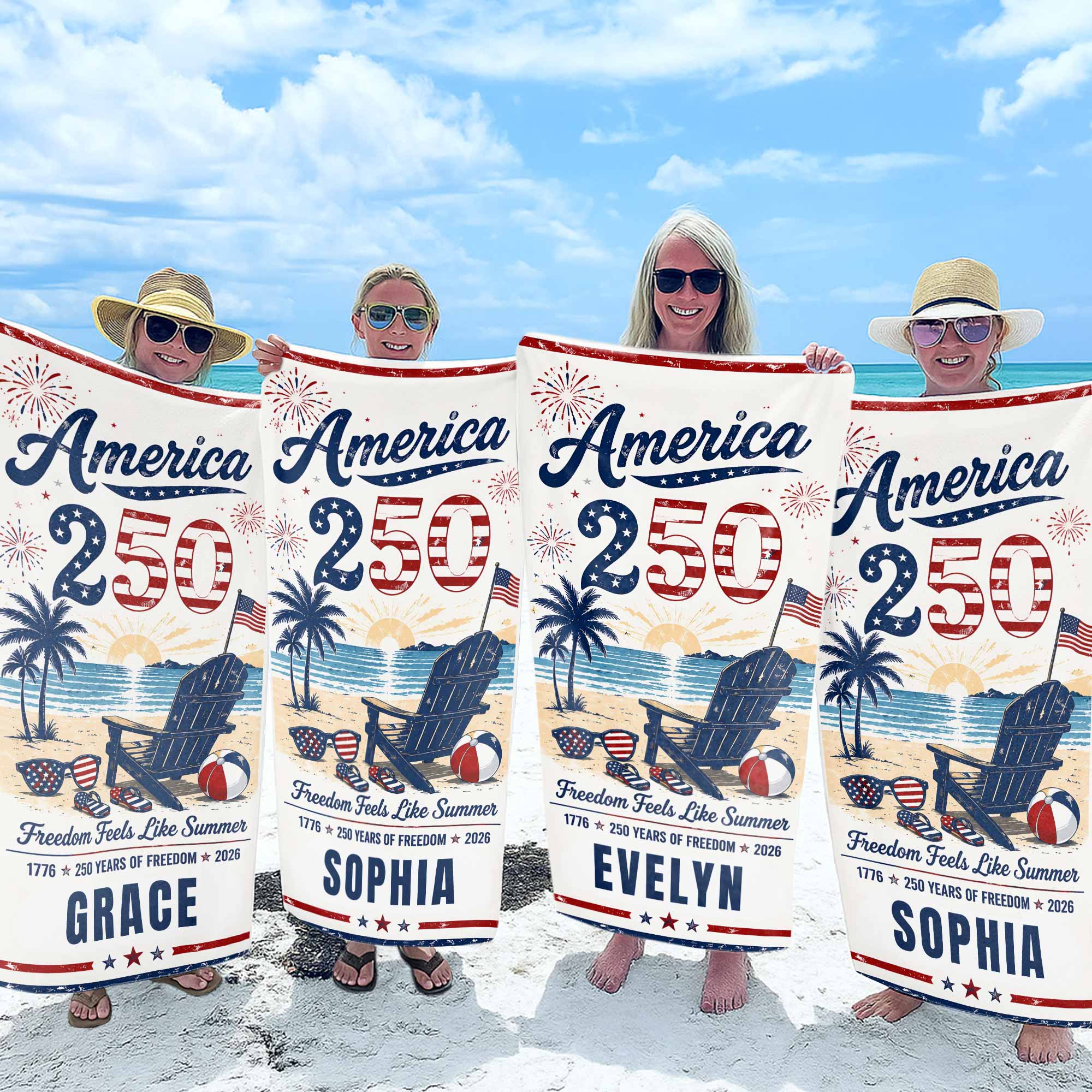 Personalized Microfiber Beach Towel USA Flag Custom Name Gift