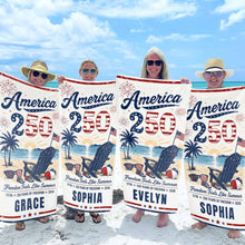 Load image into Gallery viewer, Personalized Microfiber Beach Towel USA Flag Custom Name Gift
