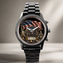 Load image into Gallery viewer, Personalized American Flag Men's Watch Custom Name Gift for Dad
