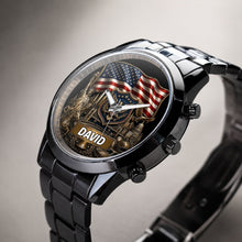 Load image into Gallery viewer, Personalized American Flag Men's Watch Custom Name Gift for Dad
