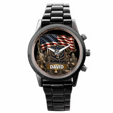 Load image into Gallery viewer, Personalized American Flag Men's Watch Custom Name Gift for Dad
