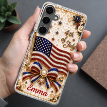 Load image into Gallery viewer, Personalized Clear Phone Case American Flag Gift for Her
