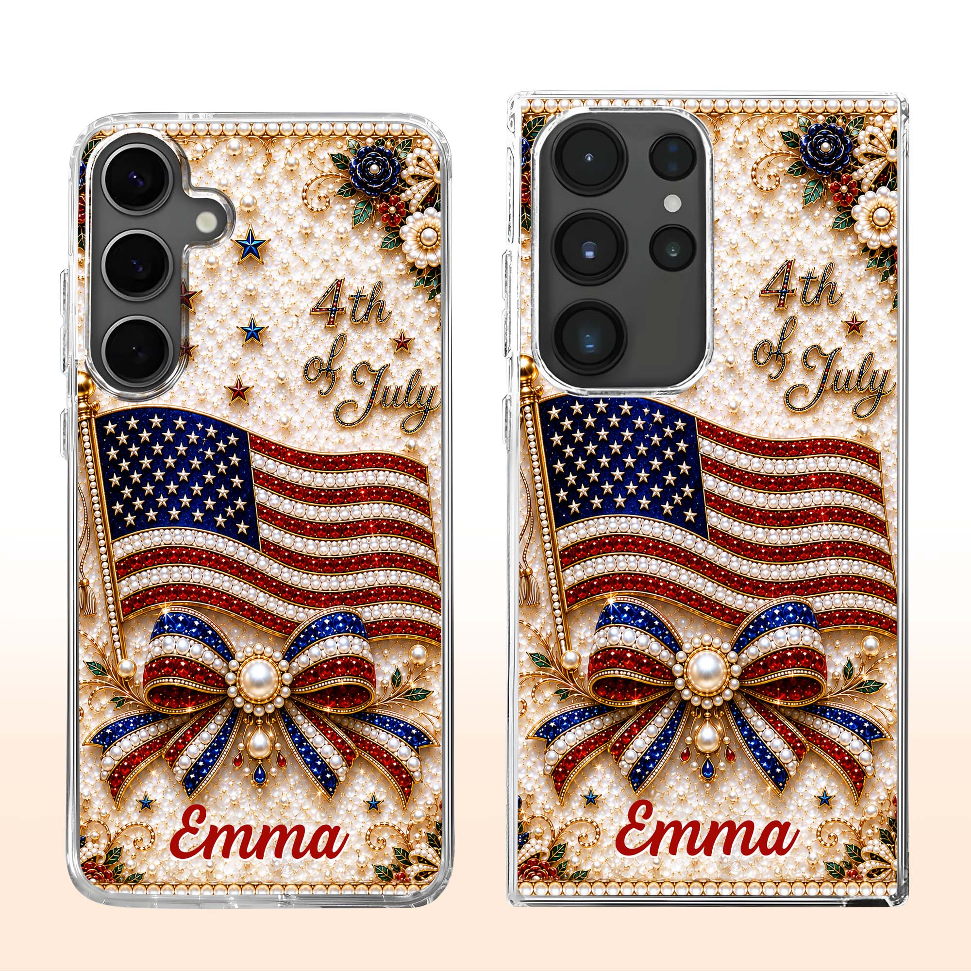 Personalized Clear Phone Case American Flag Gift for Her