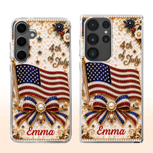 Load image into Gallery viewer, Personalized Clear Phone Case American Flag Gift for Her
