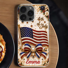 Load image into Gallery viewer, Personalized Clear Phone Case American Flag Gift for Her
