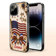 Load image into Gallery viewer, Personalized Clear Phone Case American Flag Gift for Her
