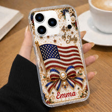 Load image into Gallery viewer, Personalized Clear Phone Case American Flag Gift for Her
