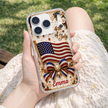 Load image into Gallery viewer, Personalized Clear Phone Case American Flag Gift for Her
