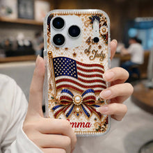 Load image into Gallery viewer, Personalized Clear Phone Case American Flag Gift for Her

