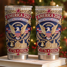 Load image into Gallery viewer, Personalized 20oz Stainless Steel Tumbler with Eagle &amp; Flag for Dad
