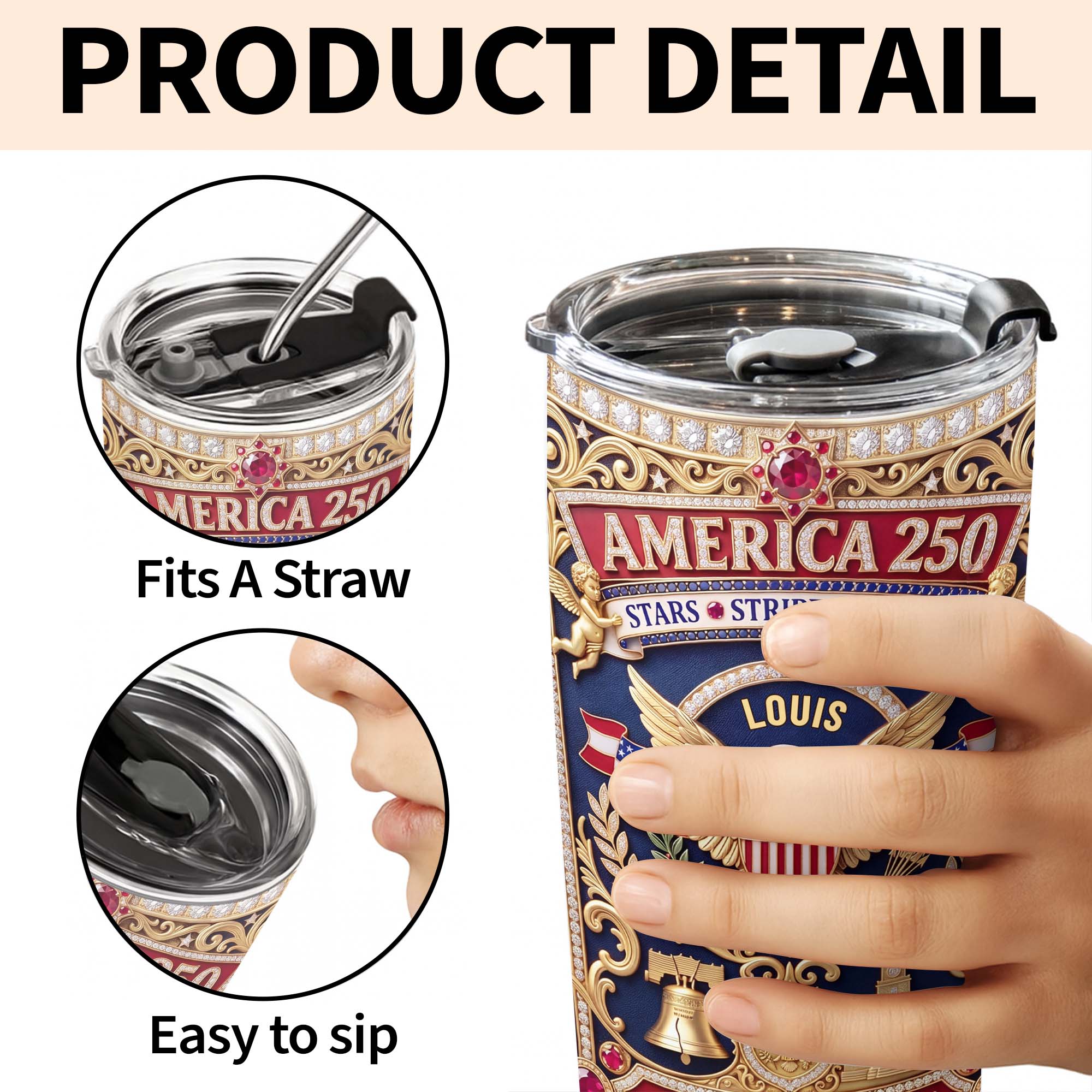 Personalized 20oz Stainless Steel Tumbler with Eagle & Flag for Dad