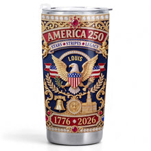 Load image into Gallery viewer, Personalized 20oz Stainless Steel Tumbler with Eagle &amp; Flag for Dad
