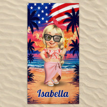 Load image into Gallery viewer, Personalized Microfiber Beach Towel Custom Name Fireworks Gift
