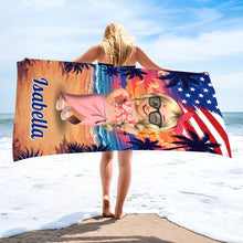 Load image into Gallery viewer, Personalized Microfiber Beach Towel Custom Name Fireworks Gift
