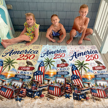Load image into Gallery viewer, Personalized Beach Towel Custom Name Eagle Fireworks Gift

