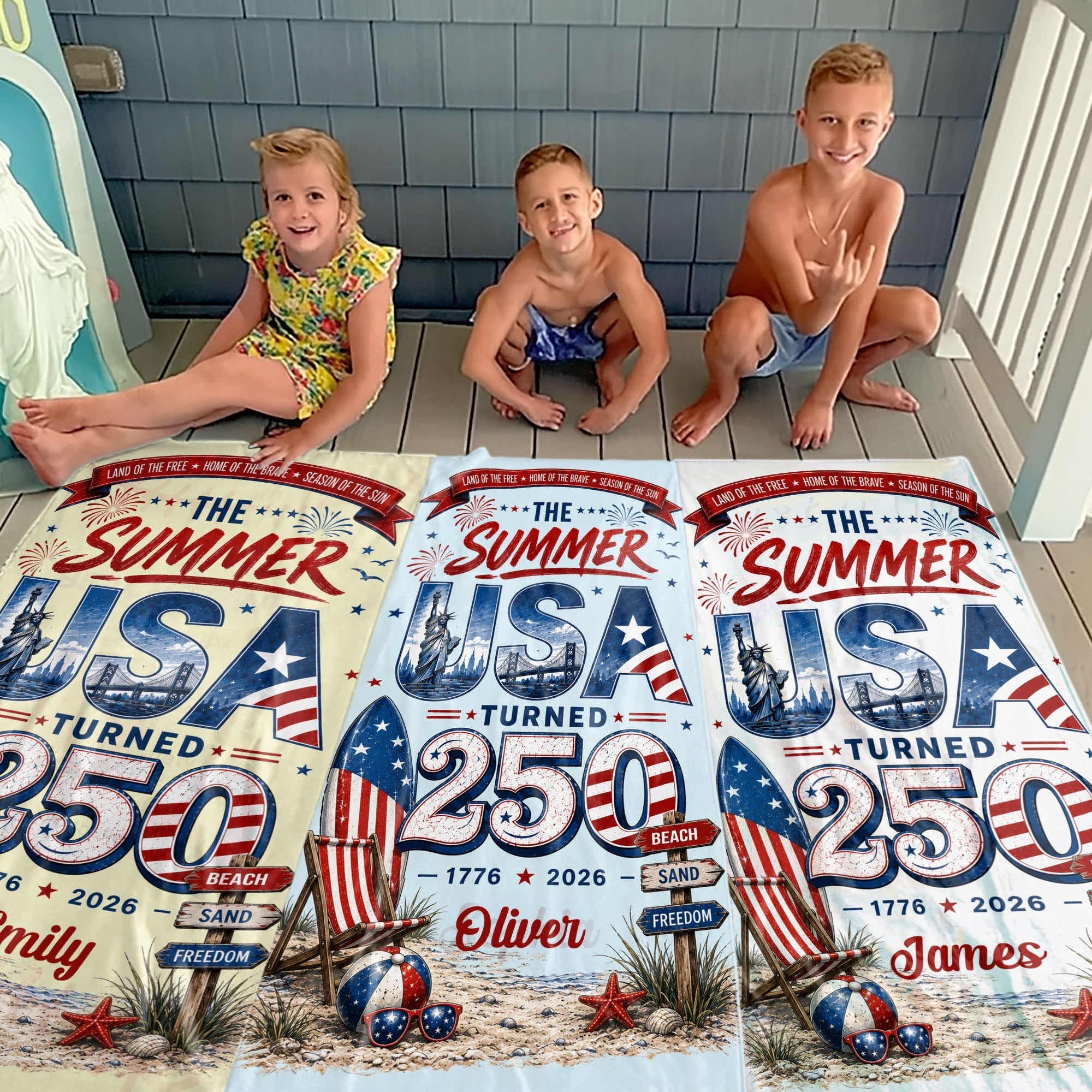Personalized Microfiber Beach Towel Custom Design USA Gift