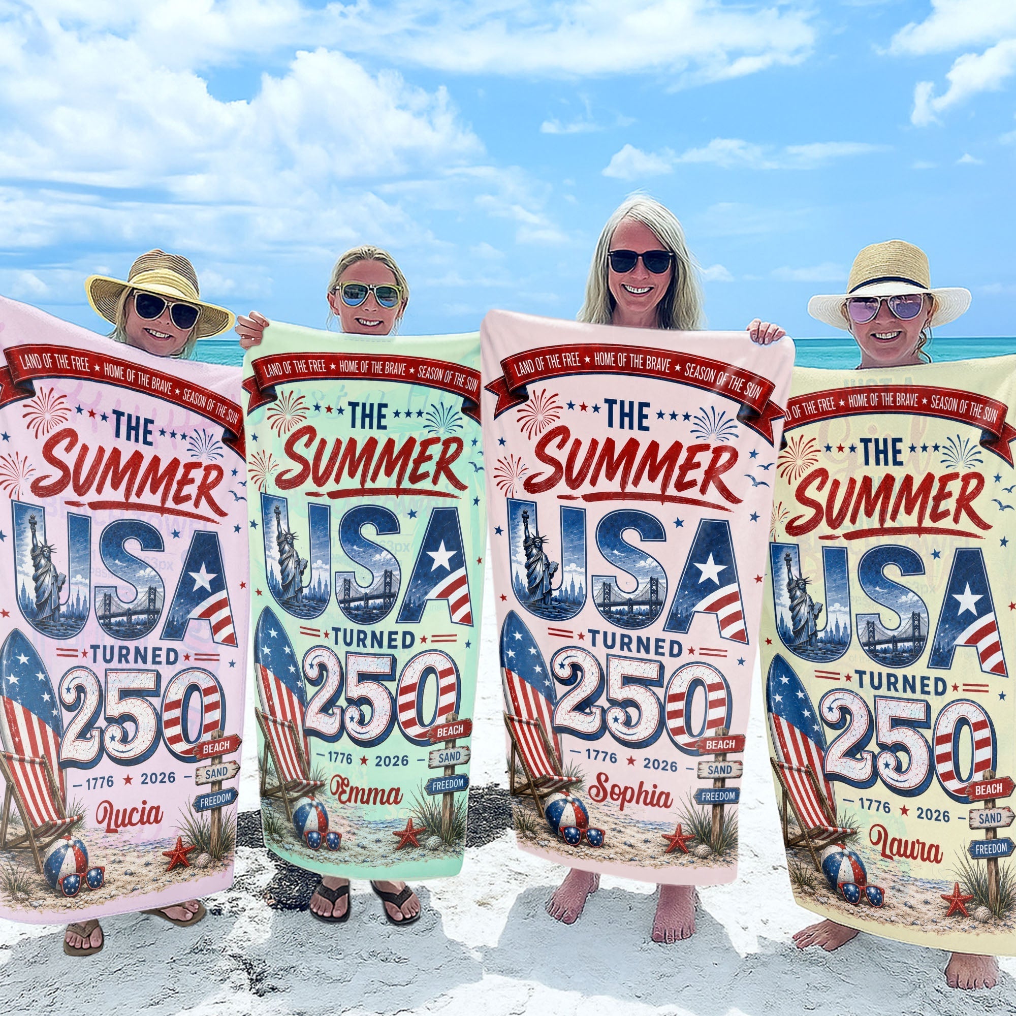 Personalized Microfiber Beach Towel Custom Design USA Gift