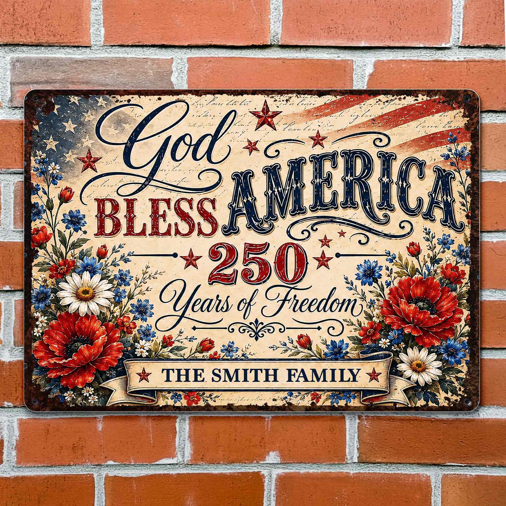 Personalized Metal Sign Custom Family Name 4th of July Gift